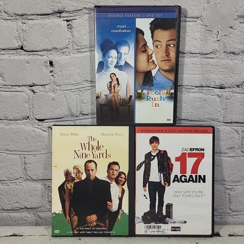 Matthew Perry Movies DVD Lot Fools Rush In 17 Again The Whole Nine‎ Yards